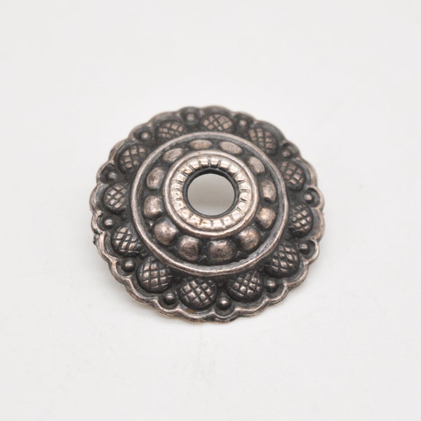 Vintage Silver Plated Baltic Ethnic Brooch Fibula.