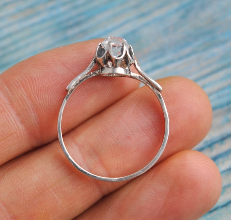 Kharkiv Jewelry Factory 1984. Vintage USSR era 875 Silver Ring with Colorless Rhinestone Ukraine