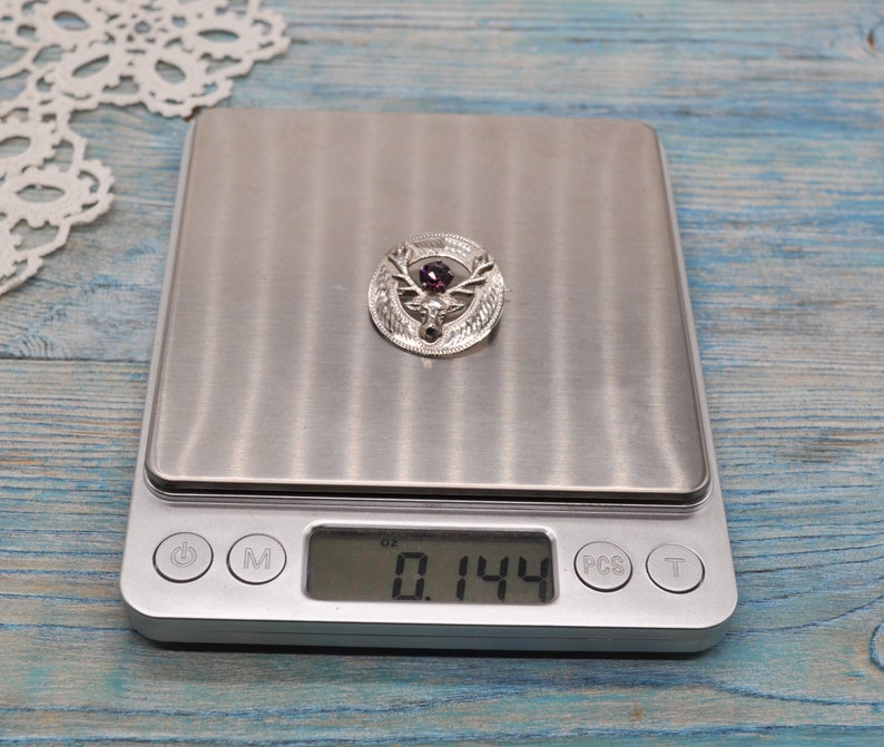 Ward Brothers Vintage Scottish Sterling Silver Brooch with Purple Rhinestone.