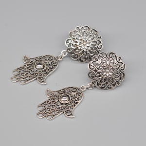 Vintage Filigree 925 Sterling Silver Dangle Earrings.