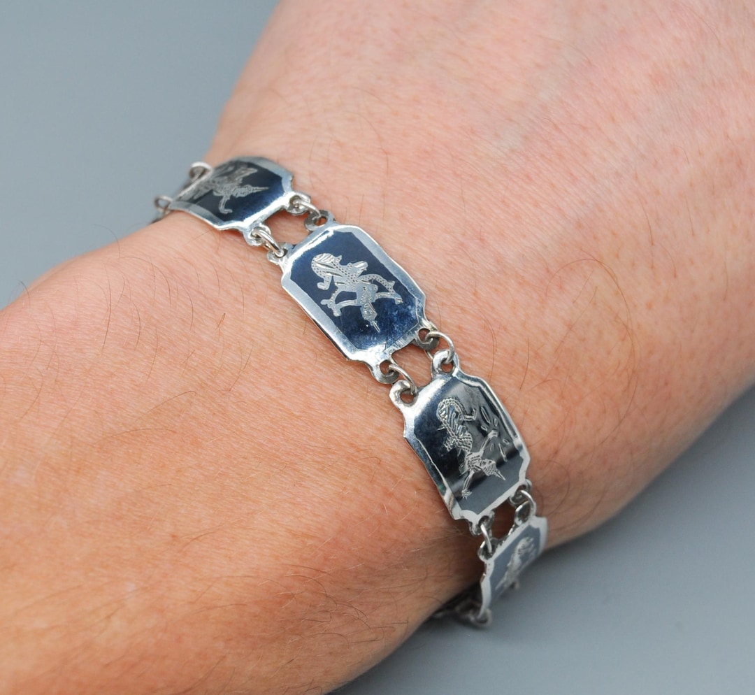 Vintage Siam Sterling Silver Link Bracelet. Visual Defects. Length