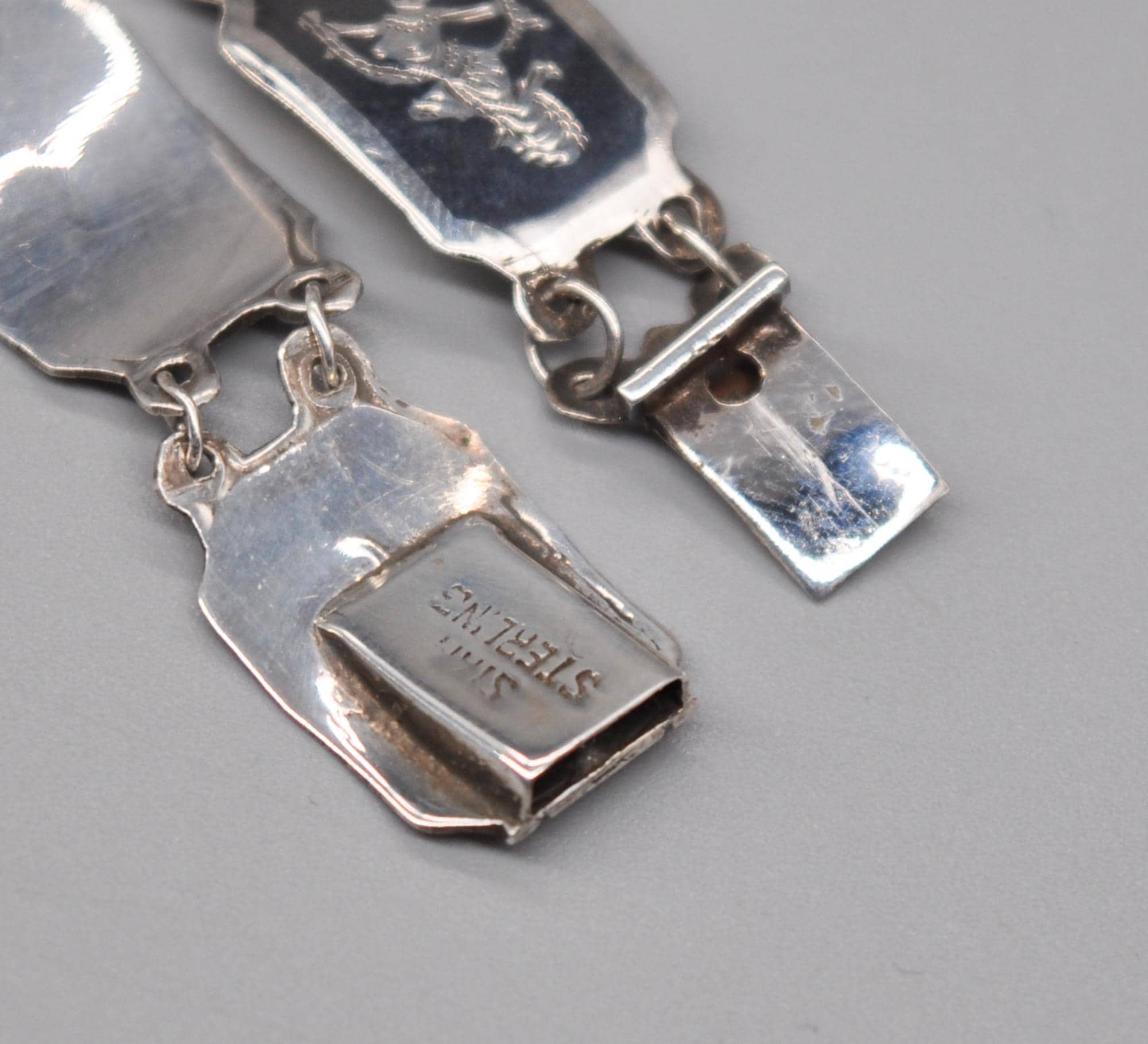 Vintage Siam Sterling Silver Link Bracelet. Visual Defects