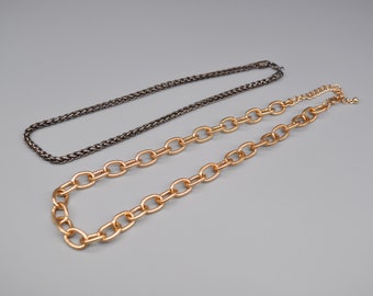 Conjunto de 2. Collar de cadena de metal vintage. Longitud 45,5/53 cm 17,9/20,8 pulgadas