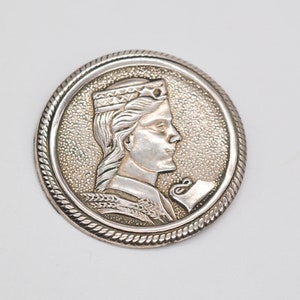 Vintage Latvian Silver Plated Patriotic &quot;Milda&quot; Brooch, Sakta, Fibula.