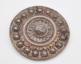 Antique Filigree 830 Solid Silver Belt Buckle.