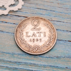Vintage 1925 Latvian 835 Silver Coin TWO LATS