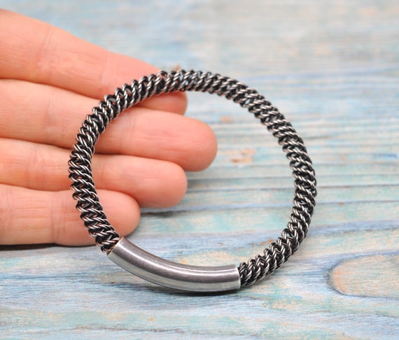 Vintage Silver Oval Tick Bracelet 925
