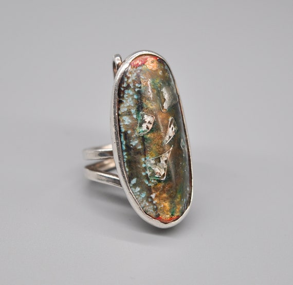 Bague Ancienne En Argent Massif 925 - Taille 52 - Occasion Avec Pierre Naturelle