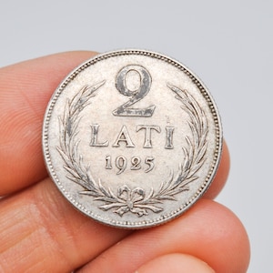 Vintage 1925 Latvian 835 Silver Coin TWO LATS