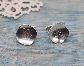 Vintage Sterling Silver Cuff Links. "PJ" monogram.