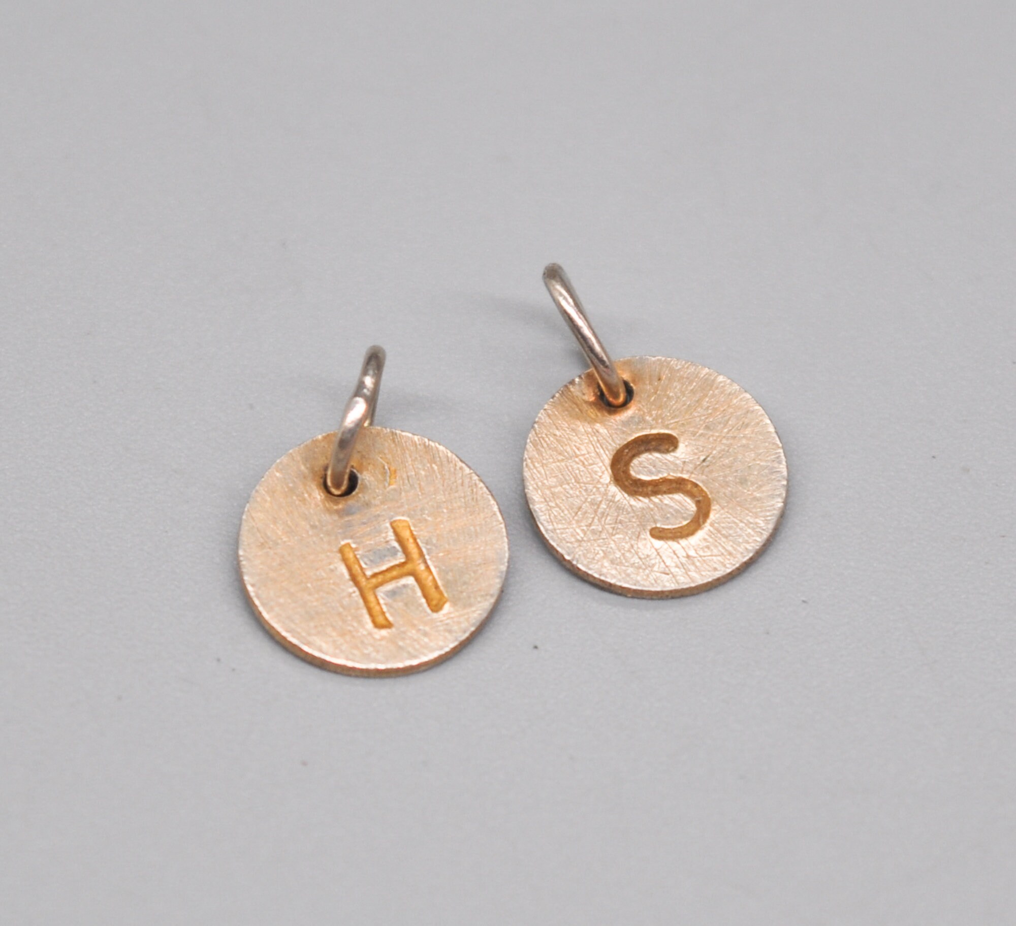 Vintage Solid Silver Letter Charms, Pendants. Set of 2.