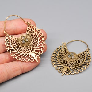 Pendientes vintage de bronce grandes. imagen 2