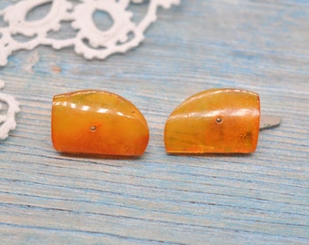 Vintage Natural Baltic Cognac Honey Amber Cuff Links.