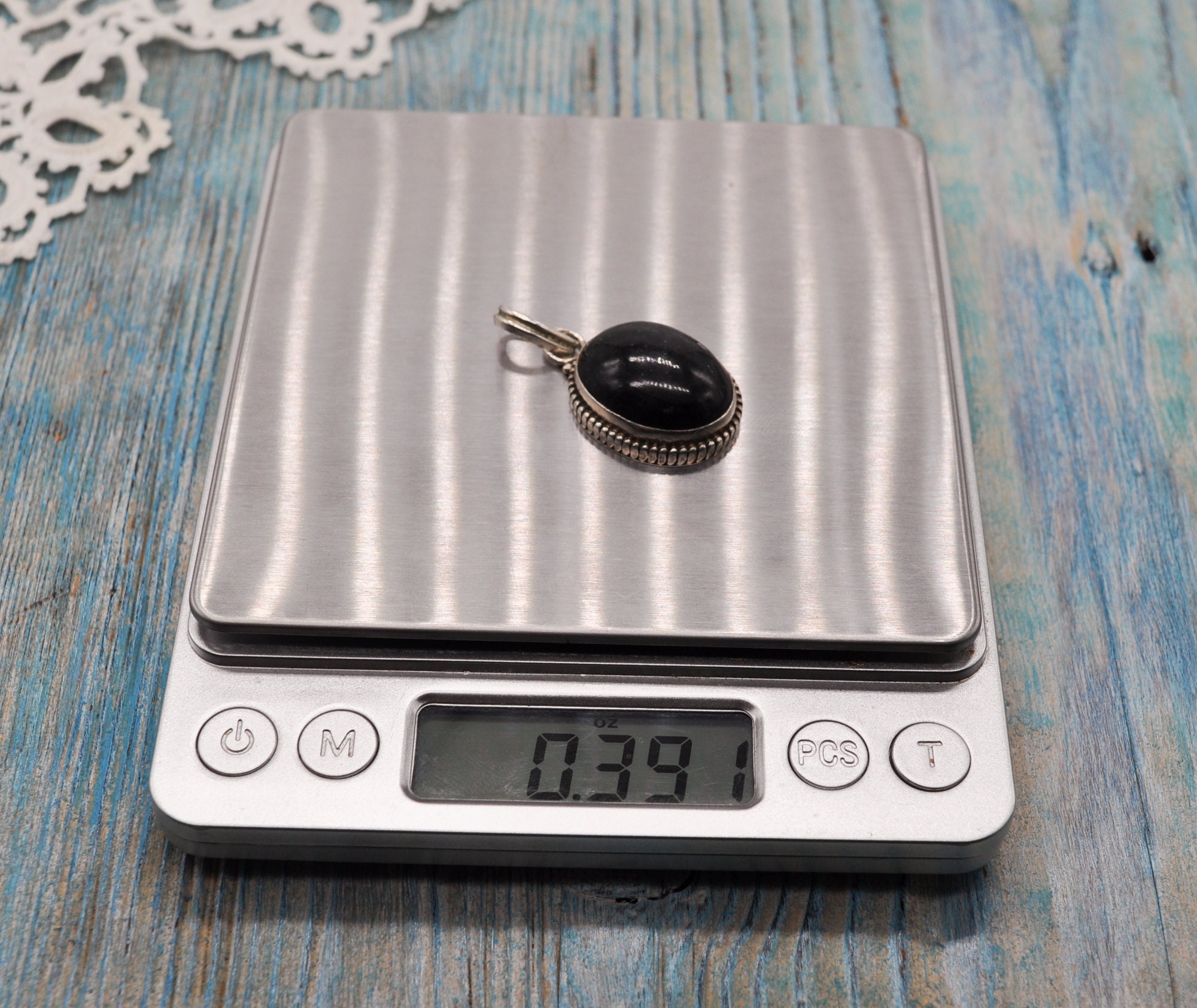 Collier Pendentif En Argent 925 Avec Cabochon Vert émeraude - Vintage Et élégant - Occasion