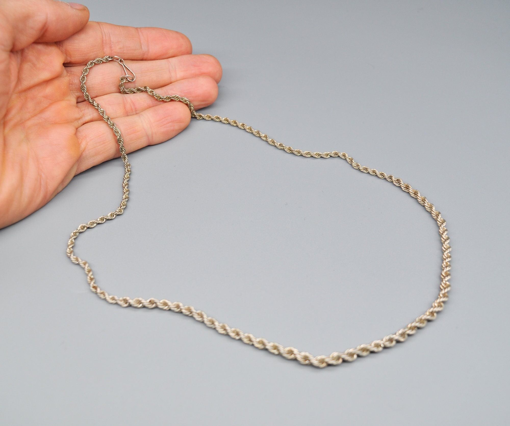 Chaîne Collier Vintage URSS En Argent Massif 925 – Poids 10,5 G – Occasion – Bijou Ancien Unisexe