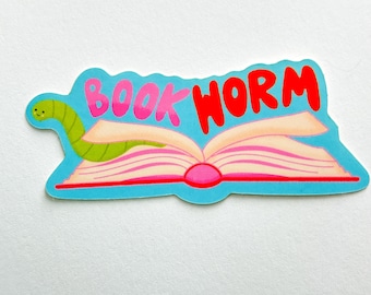 Sticker en vinyle lisant un ver de livre