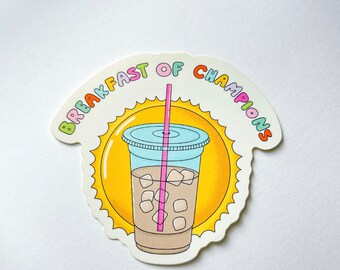 Sticker en vinyle Café glacé Breakfast of Champions