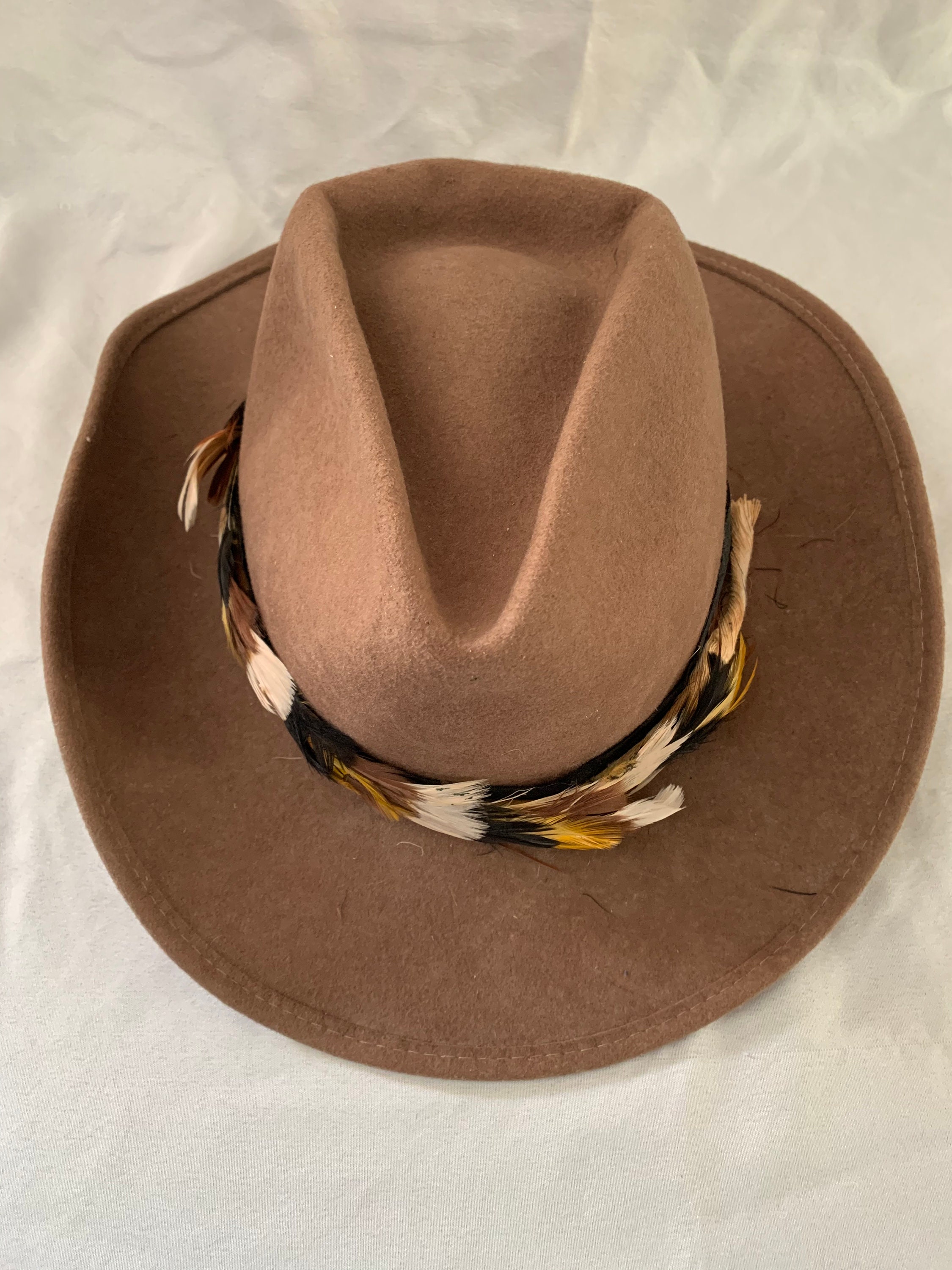 Gepresste Filz Bollman westlichen Stil Hut mit Feder Hutband | Etsy
