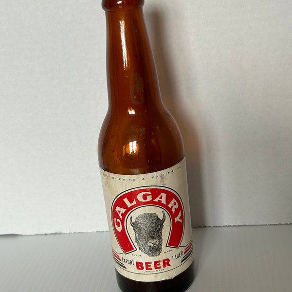 Vintage Bison Label Calgary Export Beer Lager 12 Unzen Flasche