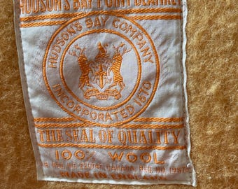 Vintage Hudson's Bay 3.5 Point Wool Blanket – Gold, Made in