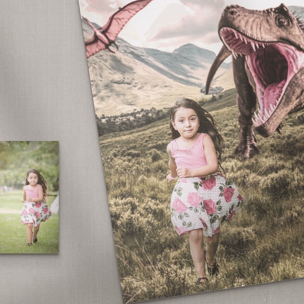 Dinosaur photoshop, photo editing service, let me turn your image into a dino adventure