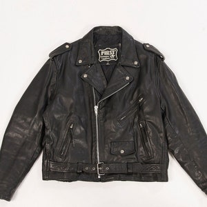 First racing shop leather motorcycle jacket