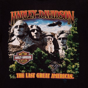 1980&#39;s Vintage Harley-Davidson T-shirt, The Last Great American, Mount Rushmore, Motorcycle, Vintage Harley T-shirt (Men&#39;s small)