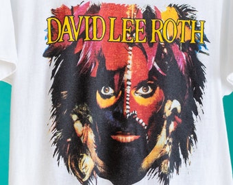 David Lee Roth| Vintage 1980's David Lee Roth Concert T-shirt Van Halen The World Tour T-Shirt (Men's Small)