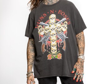 T-Shirt Ufficiale Guns N' Roses Use Your Illusion Tour - Maglia Uomo Nero Con Stampa Fronte E Retro