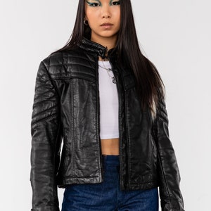 Vintage 1980's Bristol Leather Motorcycle Jacket | Cafe Racer Jacket | Quilted Black Leather Biker Jacket ( Women's Small)