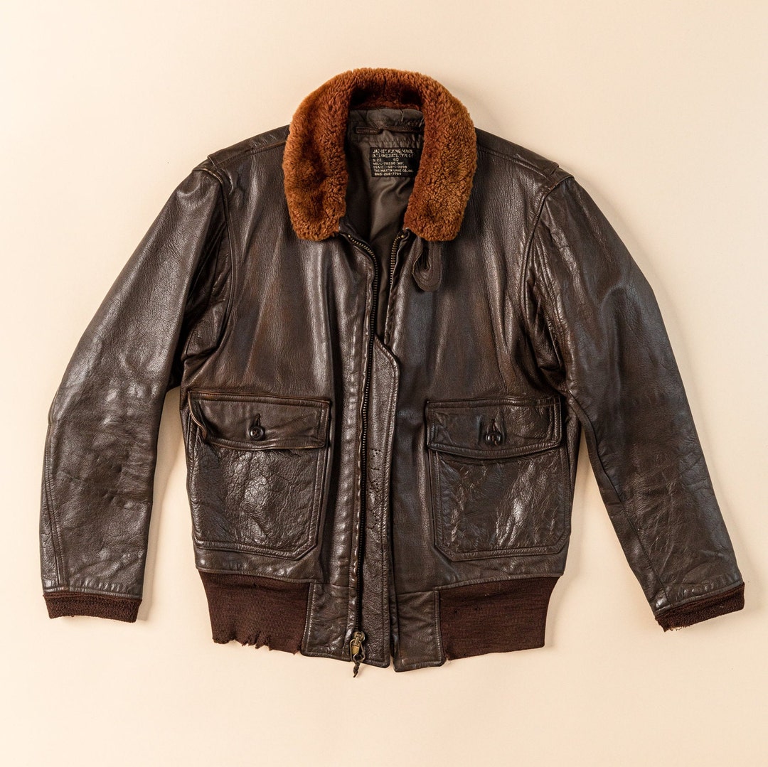 Vintage Flying Man's Jacket Type G-1, 1960's Leather Brown Aviator ...
