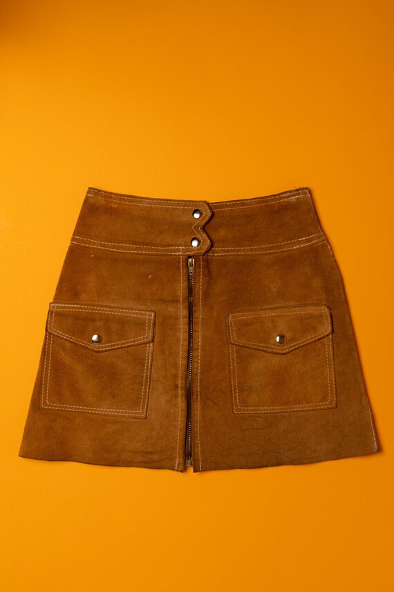 1960's Vintage Gogo Camel Brown Suede Mini Zip up