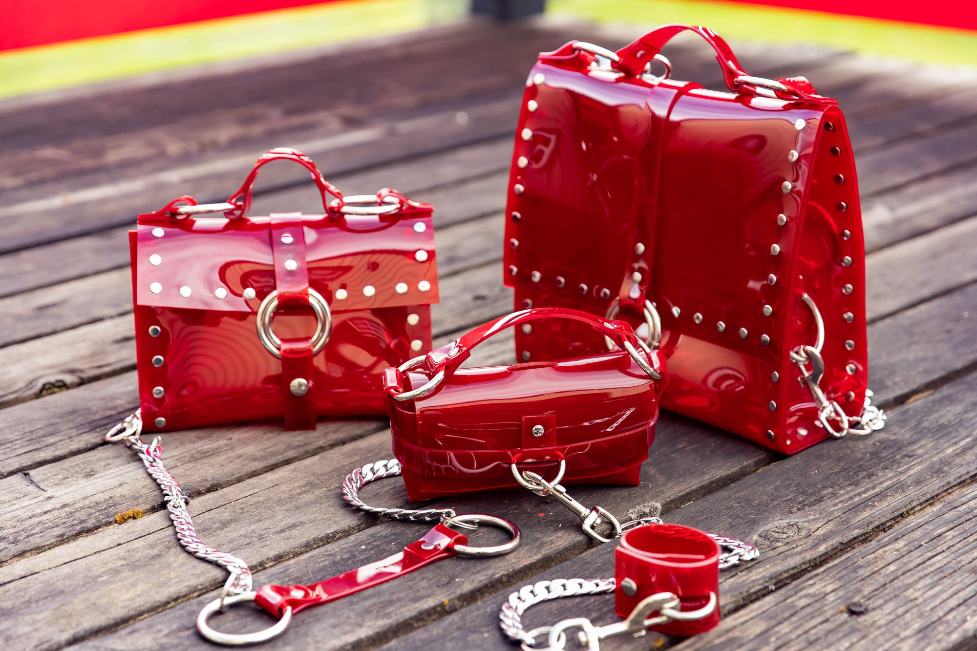 Red Studded Rubber Bag PVC Bag Industrial Plastic Heavy Etsy