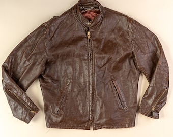 Vintage 1950/60s Leather Biker Jacket, Soft, Lined, Talon