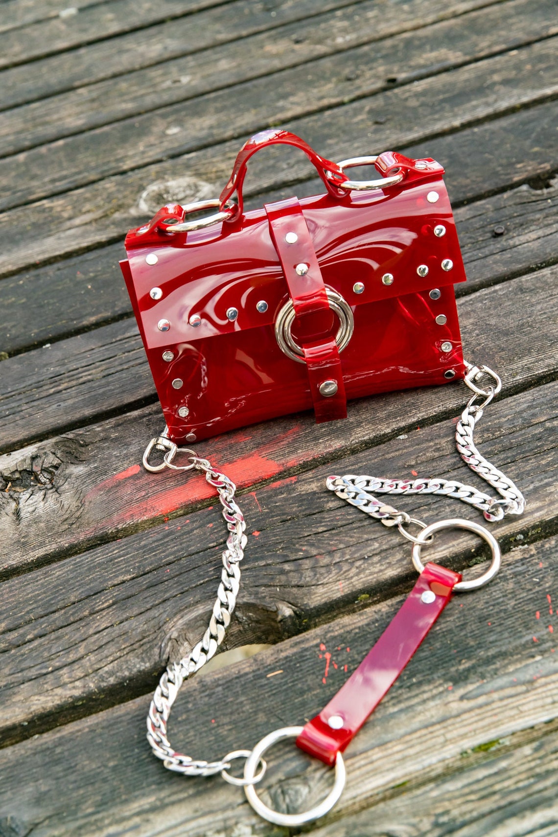 Red Studded Rubber Bag PVC Bag Industrial Plastic Heavy Etsy