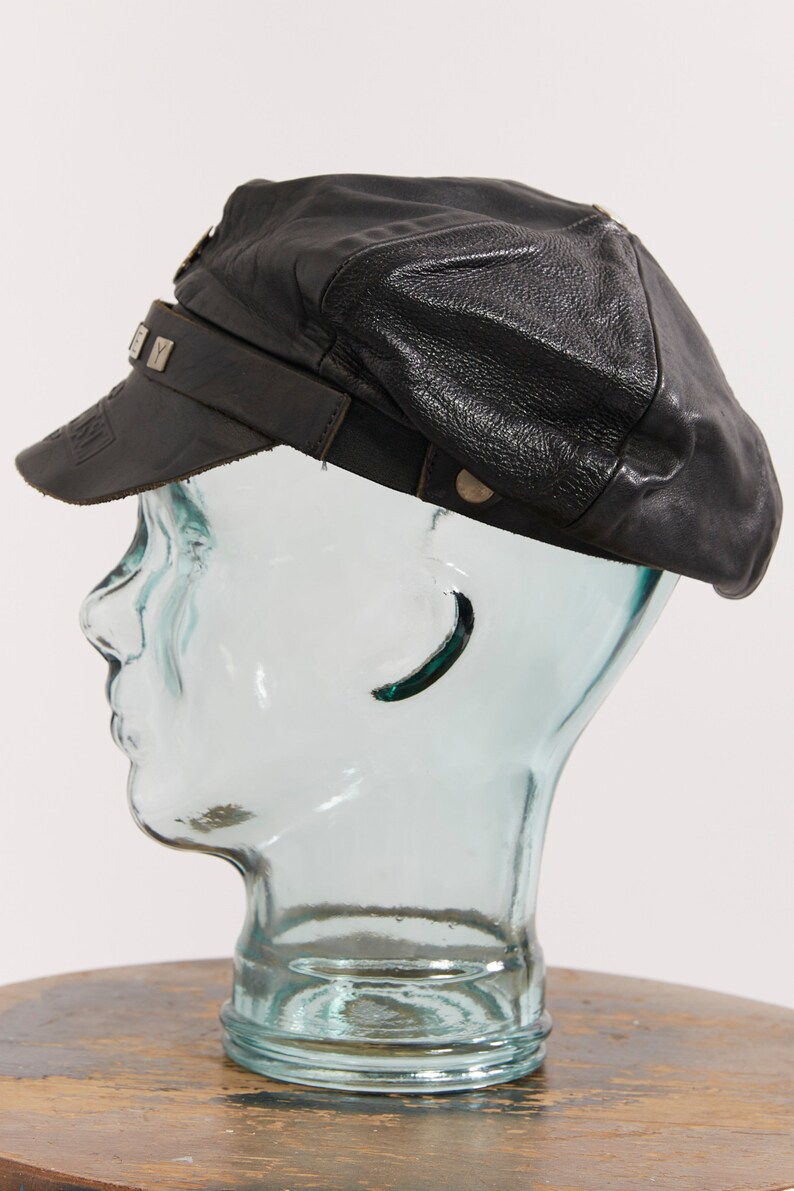 Vintage RARE 70's Harleydavidson Motorcycle Newsboy Hat Leather Cap