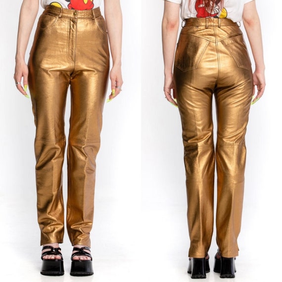 1980's Vintage Gold Leather Pants 