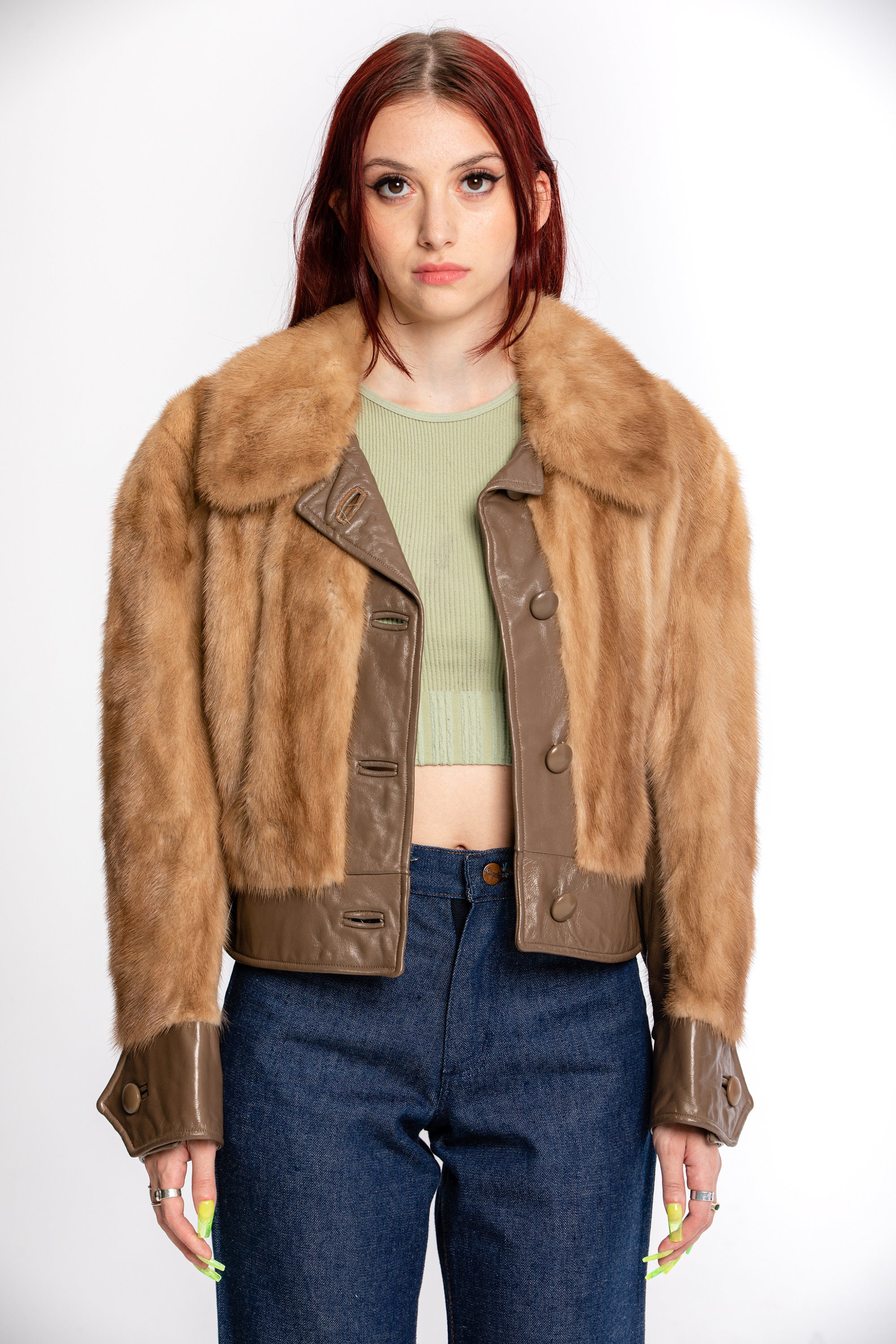 leather and mink jacket