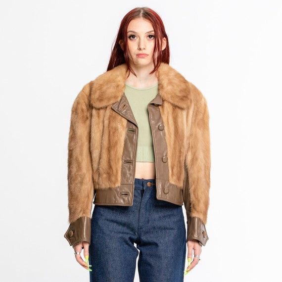 Vintage 1970's Mink Fur Leather Jacket 