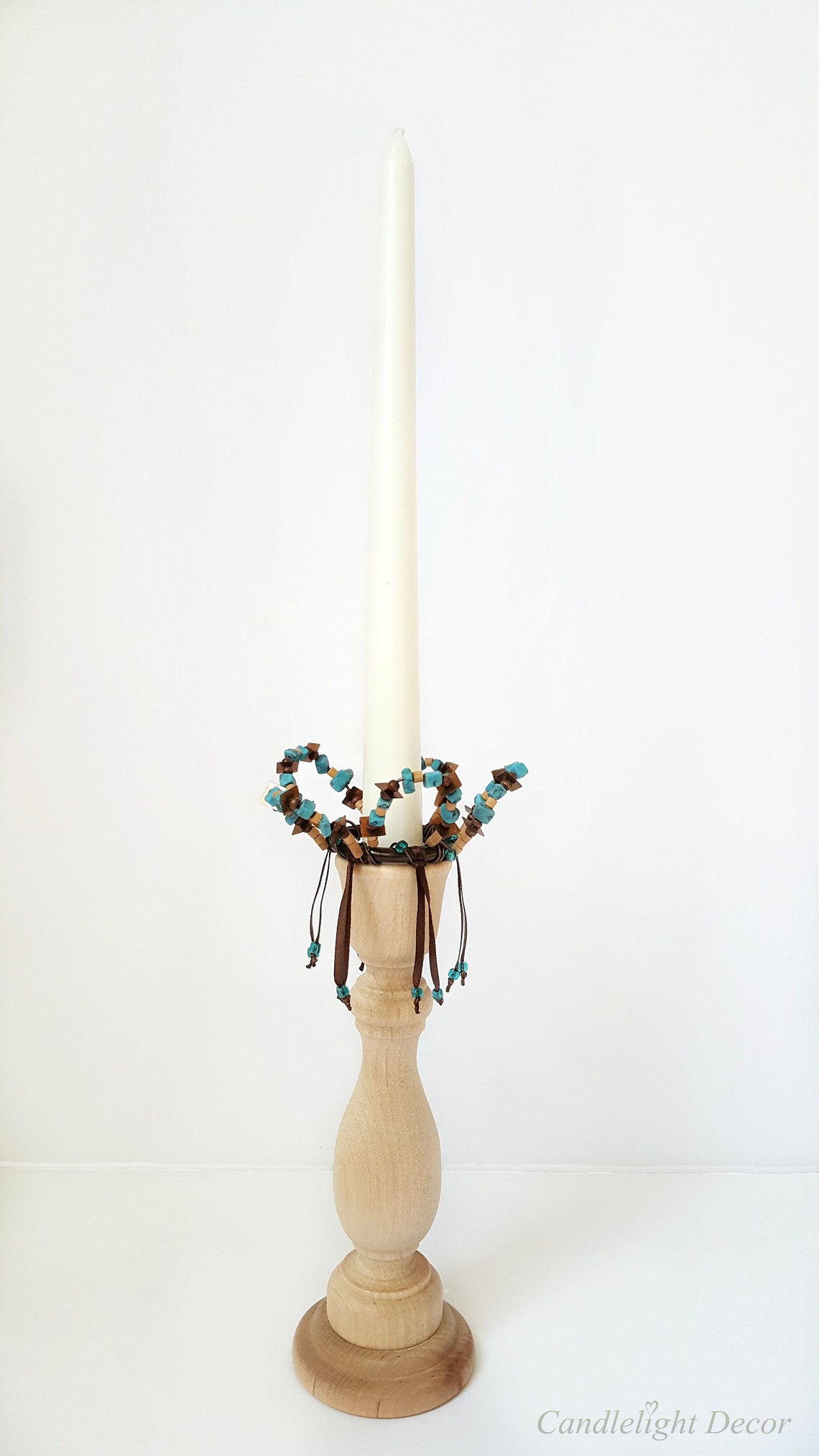 Taper candle ring set Beaded candle ring Candle decoration Etsy