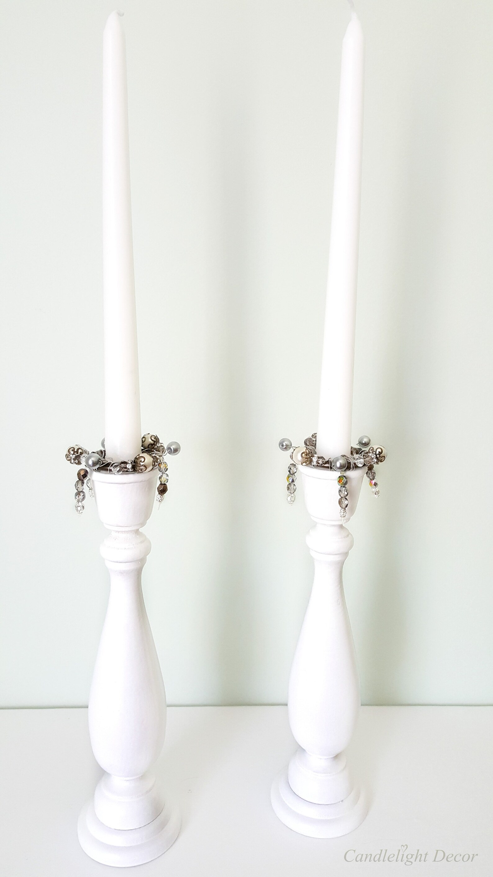 Taper candle ring set Beaded candle ring Candle decoration Etsy