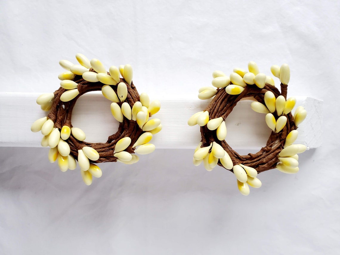 Taper Candle Ring Set Yellow Pip Berry Taper Candle Rings Etsy