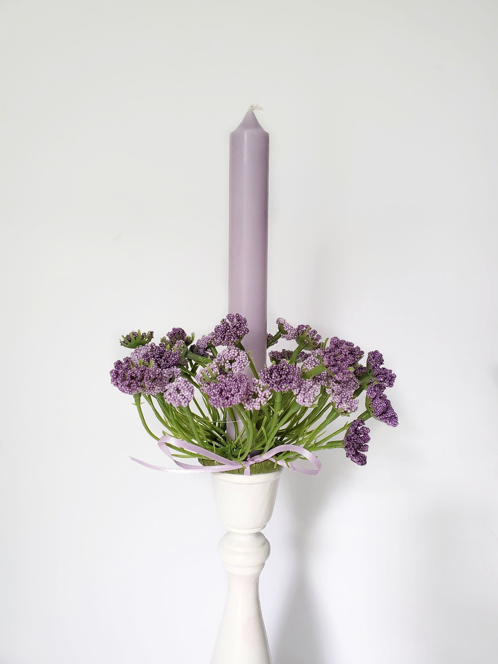 Taper candle ring Flower candle ring Purple flowers Home Etsy