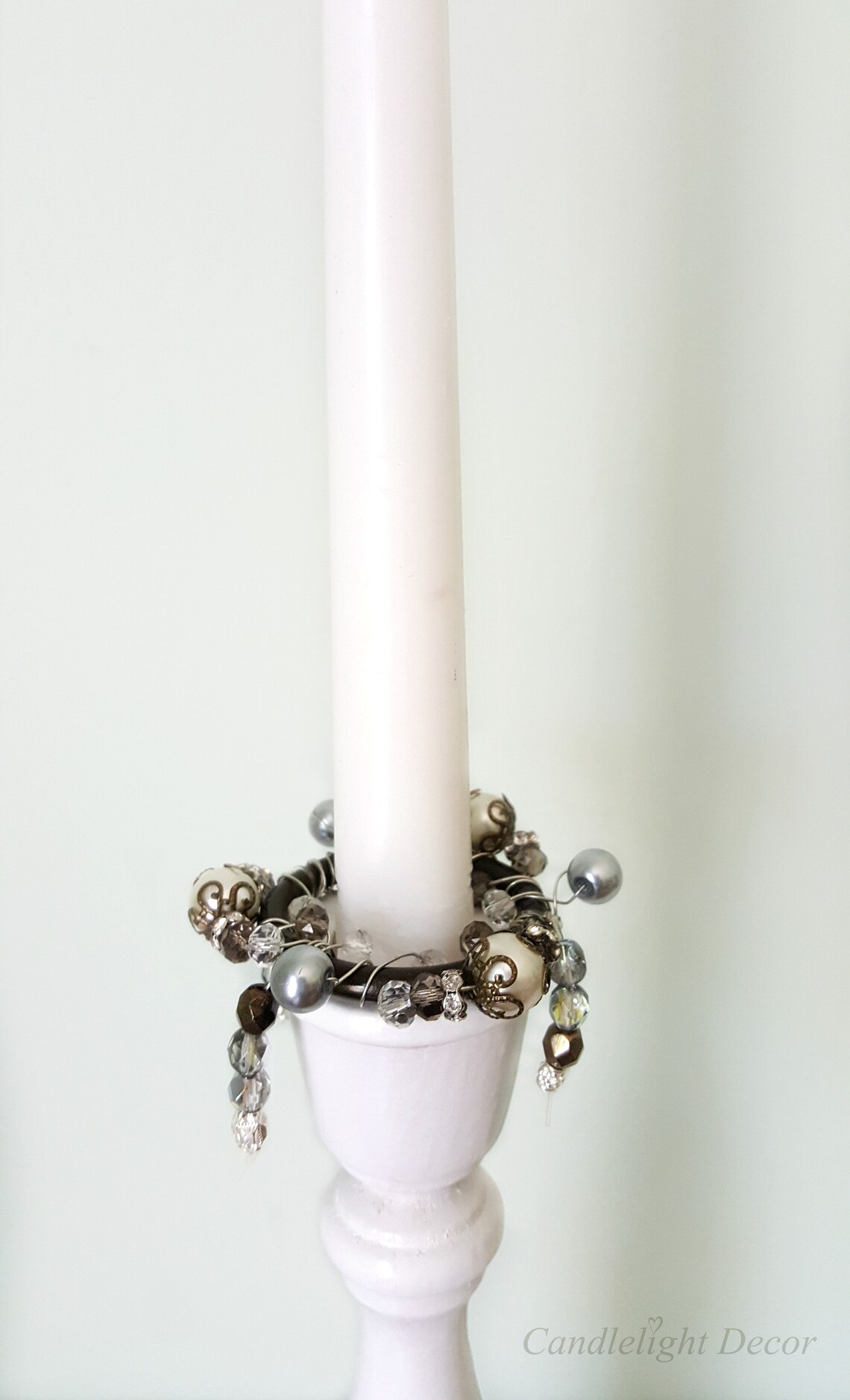 Taper candle ring set Beaded candle ring Candle decoration Etsy