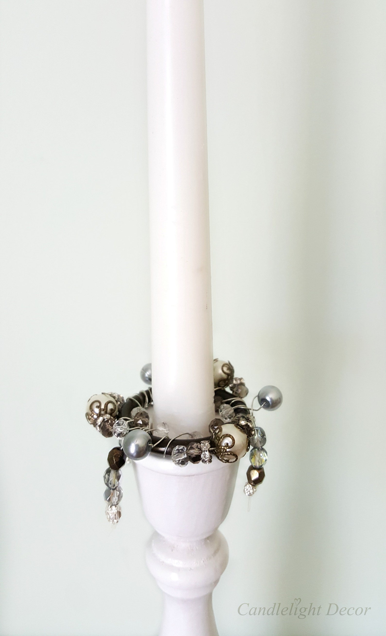 Taper candle ring set Beaded candle ring Candle decoration Etsy