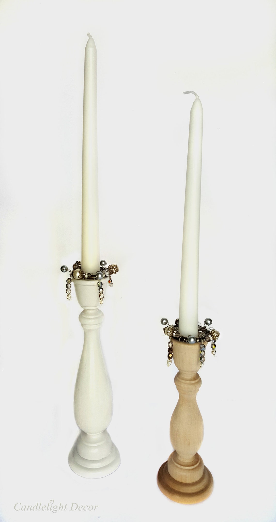 Taper candle ring set Beaded candle ring Candle decoration Etsy