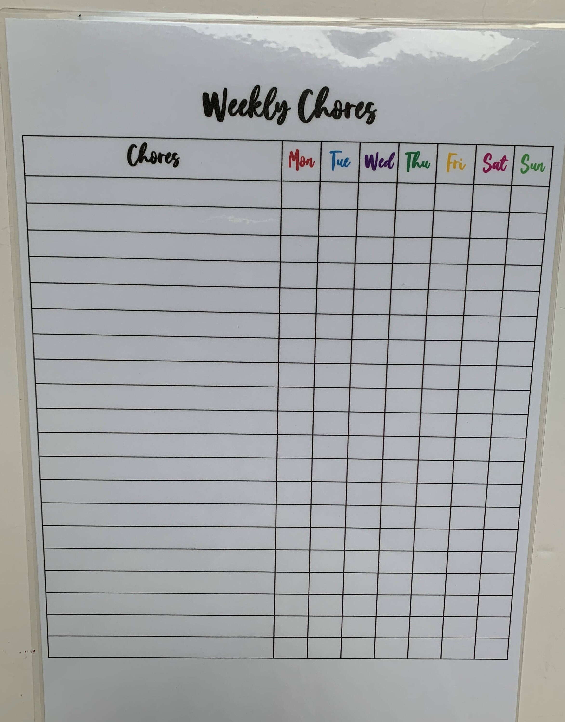 Weekly Chores, Weekly Chore Chart, Planners, Reusable Charts, Wipe off ...