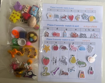 Initial sounds and 40 objects, Phonics, Phase 2, letters and sounds, phonics sorting, reading, teaching resources, SATPIN, early years, EAL