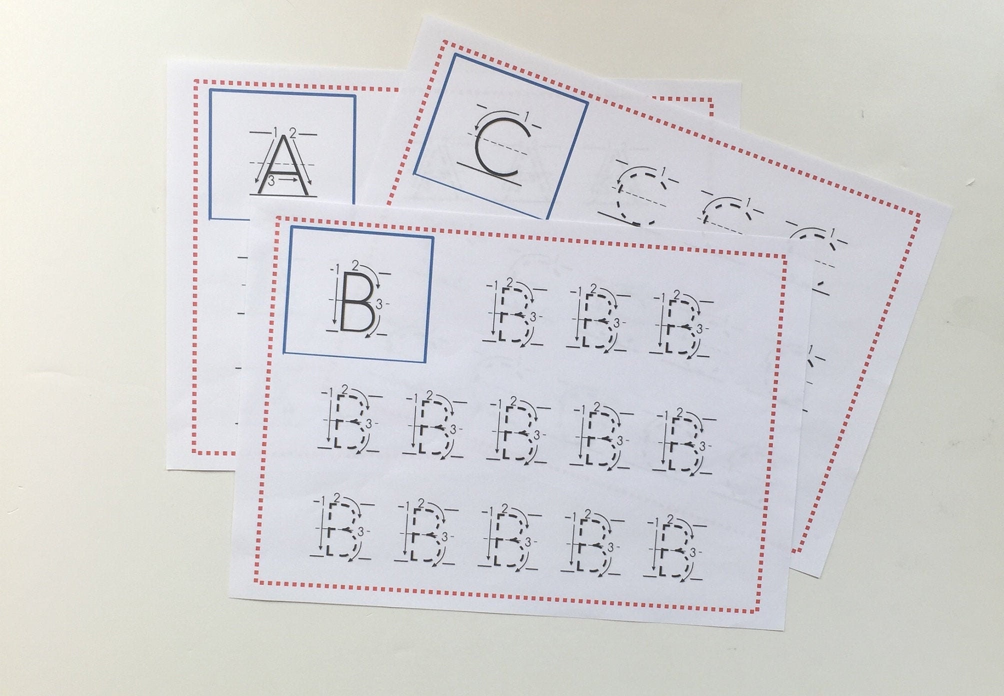 Trailing Writing Writing Practice, 2 X Tracing Sheets With/without Guiding Arrows,whole ...