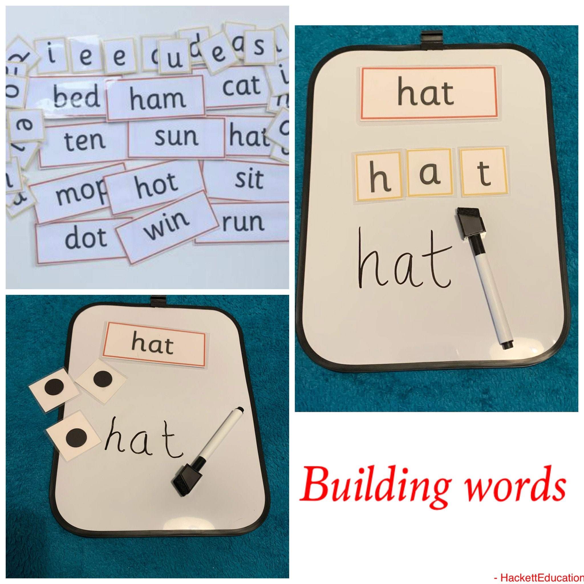 Reusable CVC Building Board,letters, Sounds, Phonics, Wipe off